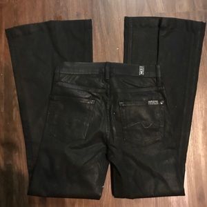 7 For All Mankind shiny flare wide leg jeans pants size 24